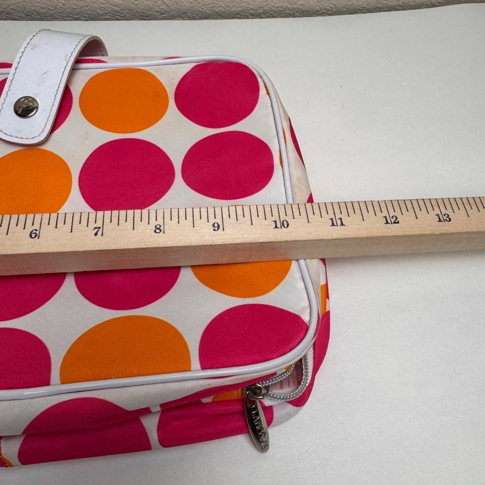 Lancome Hanging Makeup Bag Cosmetic Organizer Pink Orange Polka Dot Travel Case